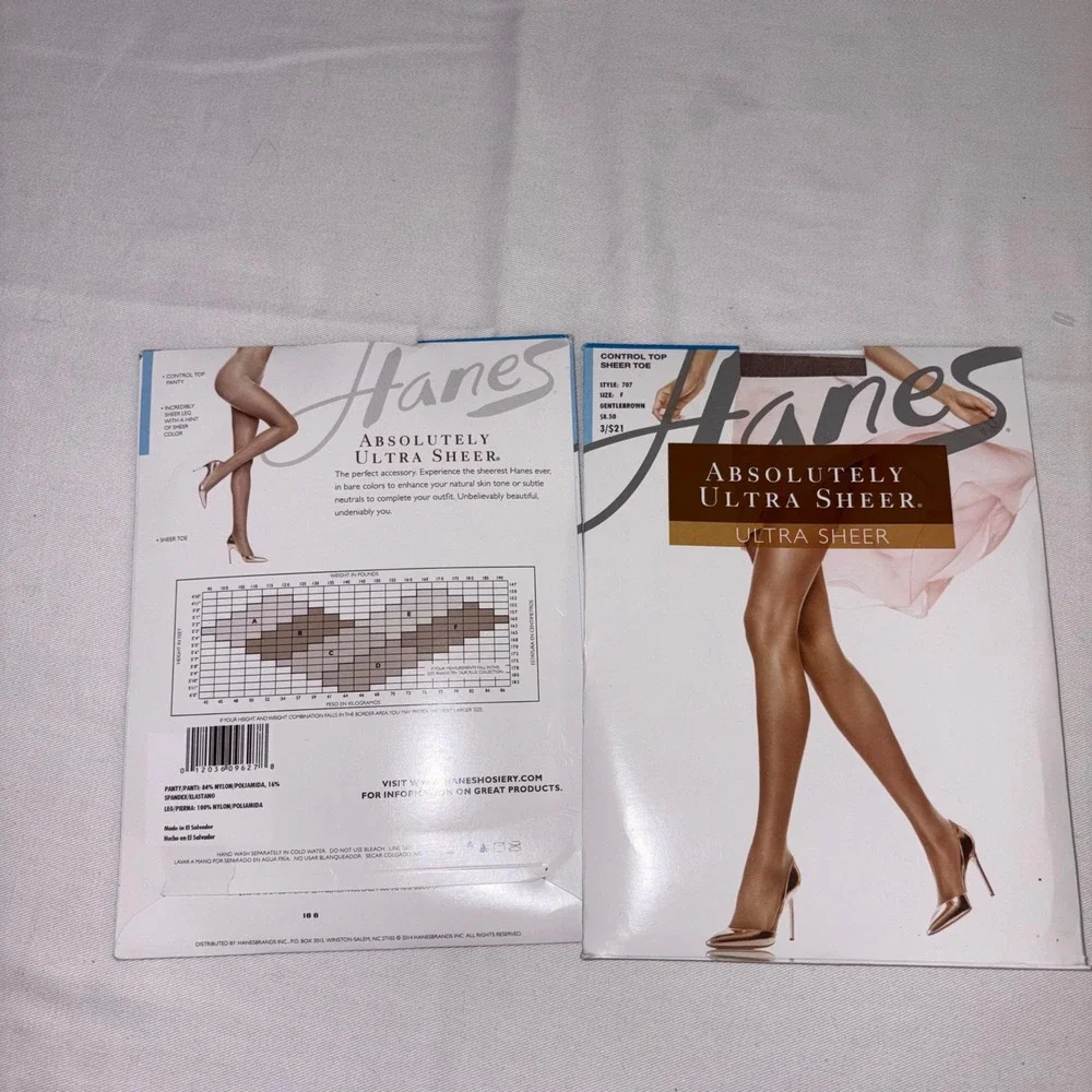 Hanes Absolutely Ultra Sheer Control Top Pantyhose Tights Gentle Brown‎ Size F